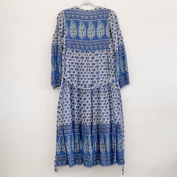 Emerson Fry India Collection Indigo Heirloom Maxi Dress S - Picture 11 of 15
